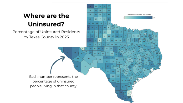 Map of Texas - Where are the Uninsured